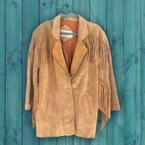 Vintage Niki brown suede fringe coat Sz. M